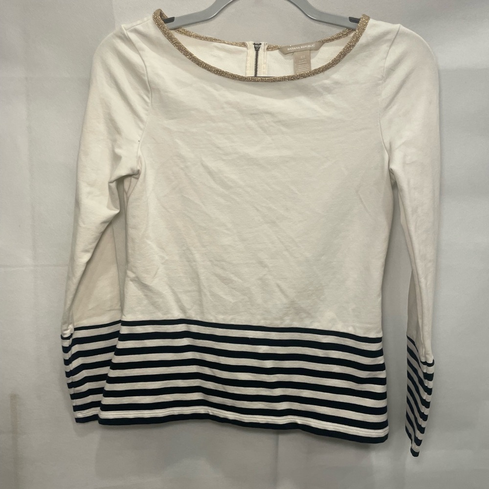 BANANA REPUBLIC black & creme sailor stripes size xs